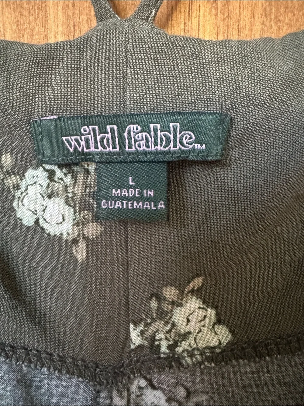 Wild Fable Olive Green Floral Wide Leg Jumpsuit Sz L